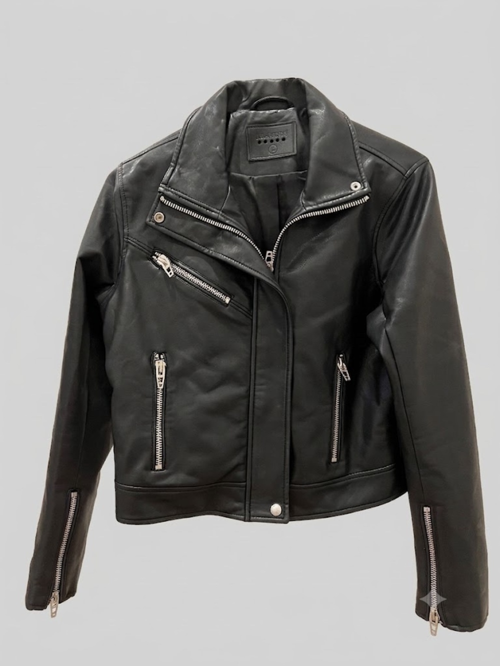 BlankNYC Black Vegan Leather Asymmetrical Moto Jacket - Size L